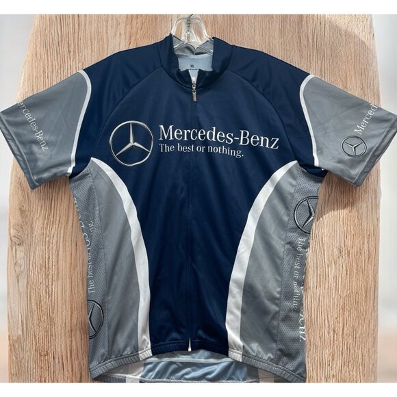 Mercedes-Benz Cycling Jersey Full Zip XL Blue Grey White New with Tags - Picture 1 of 6